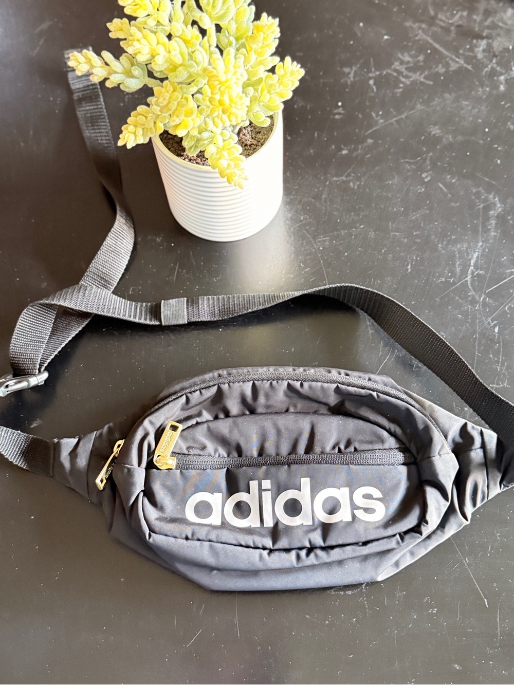 adidas Black Belt Bag with White Logo